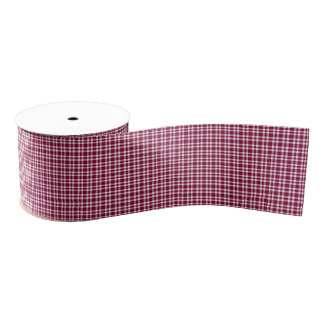 Burgundy White Plaid Pattern Grosgrain Lint