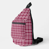 Burgundy White Plaid Pattern Sling Bag (Rechterhoek)