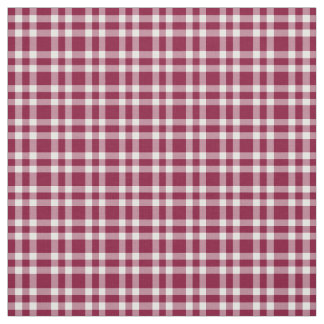 Burgundy White Plaid Pattern Stof