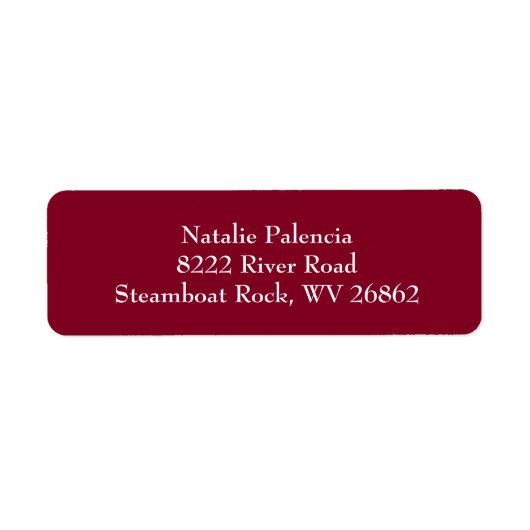 Burgundy & White Plain Return Address Labels (Voorkant)