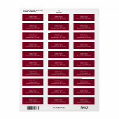 Burgundy & White Plain Return Address Labels (Full Sheet)