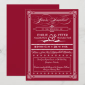 Burgundy & White Poster Style Weddenschap Kaart (Voorkant / Achterkant)