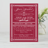 Burgundy & White Poster Style Weddenschap Kaart (Staand voorkant)
