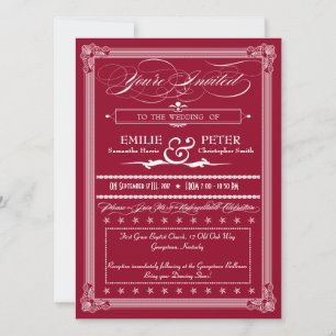 Burgundy & White Poster Style Weddenschap Kaart