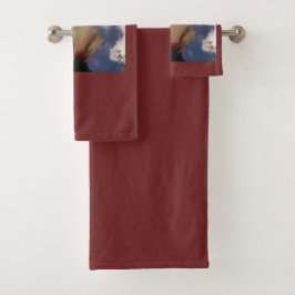 Burgundy White Rose Bad Handdoek