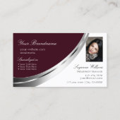 Burgundy White Silver Decor met Logo en foto Visitekaartje (Achterkant)
