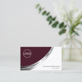 Burgundy White Silver Decor met Logo en foto Visitekaartje (Staand voorkant)