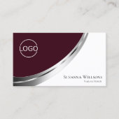 Burgundy White Silver Decor met Logo en foto Visitekaartje (Voorkant)