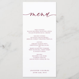 Burgundy White Simple Script Weddenrennen Menu