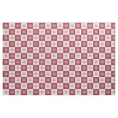 Burgundy White Snowflake Checkered Pattern Stof (Fat Quarter)