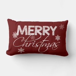 Burgundy & White Snowflakes | Vrolijk kerstfeest Kussen