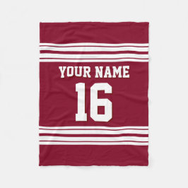 Burgundy White Sports Jersey Fleece Deken