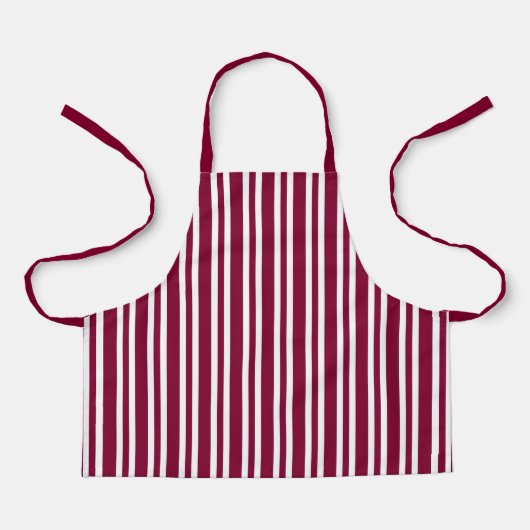 Burgundy White Stripes Seamless Pattern Schort (Voorkant)