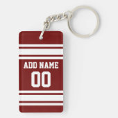 Burgundy White Team Jersey Custom Name and Number Sleutelhanger (achterkant)