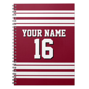 Burgundy White Team Jersey Notitieboek