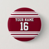 Burgundy White Team Jersey Ronde Button 5,7 Cm (Voorkant)