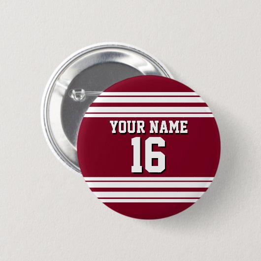 Burgundy White Team Jersey Ronde Button 5,7 Cm (Voorkant /achterkant)