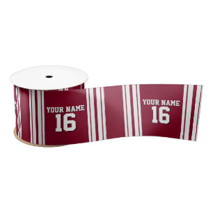 Burgundy White Team Jersey Satijnen Lint