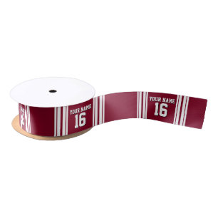 Burgundy White Team Jersey Satijnen Lint