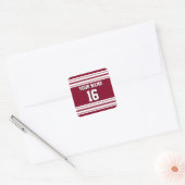 Burgundy White Team Jersey Vierkante Sticker (Envelop)