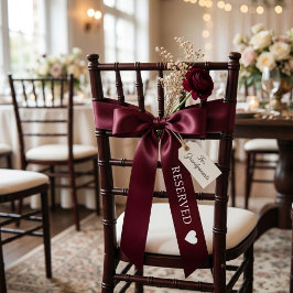 Burgundy & White wedding Reserved Satijnen Lint