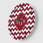Burgundy Wht Chevron Burgundy 3 Initiaal monogram Grote Klok (Hoek)
