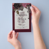 Burgundy Wijn Bloemige Bruiloft Herfst Winter UITN Flyer (Hand)