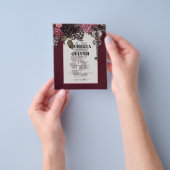 Burgundy Wijn Bloemige Bruiloft Herfst Winter UITN Flyer (Hand)