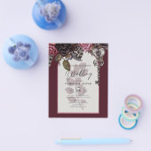 Burgundy Wijn Bloemige Bruiloft Herfst Winter UITN Flyer (Enkel)