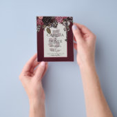 Burgundy Wijn Bloemige Bruiloft Herfst Winter UITN Flyer (Hand)