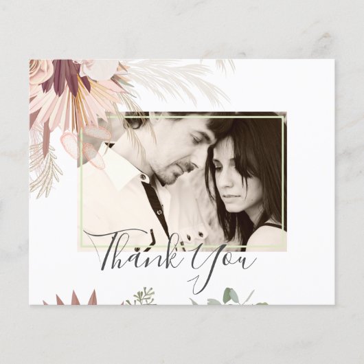 Burgundy Wijn Pampas Gras Tropisch Bruiloft (Voorkant)