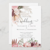 Burgundy Wijn Pampas Gras Tropisch Bruiloft (Voorkant / Achterkant)