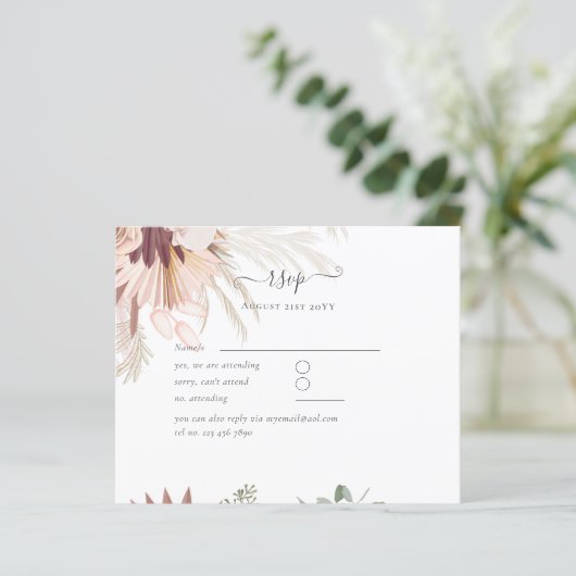 Burgundy Wijn Pampas Gras Tropisch Bruiloft (Staand voorkant)