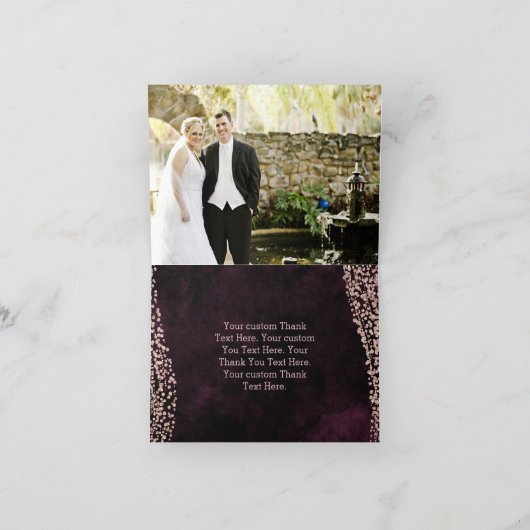Burgundy Wijn & Roze Goud Glam Bruiloft Bedankt (Binnen)