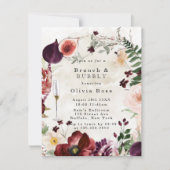 Burgundy Wildbloemen Brunch & Bubble Invite Kaart (Voorkant)