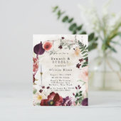 Burgundy Wildbloemen Brunch & Bubble Invite Kaart (Staand voorkant)