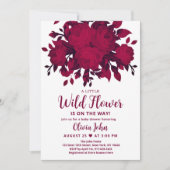 Burgundy Wildflower Baby shower Kaart (Voorkant)