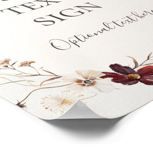 Burgundy Wildflower | Beige Kaarten & Cadeaus Maat Poster (Hoek)