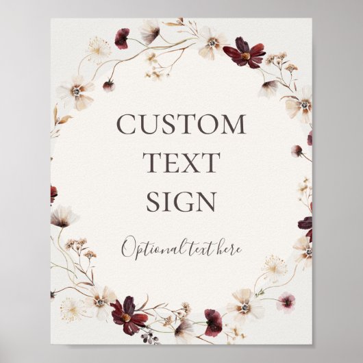 Burgundy Wildflower | Beige Kaarten & Cadeaus Maat Poster (Voorkant)