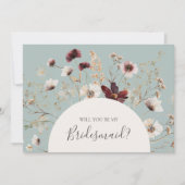 Burgundy Wildflower - Blauwgroen briefkaart (Voorkant)