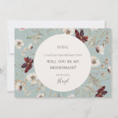 Burgundy Wildflower - Blauwgroen briefkaart (Achterkant)