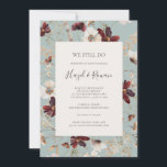 Burgundy Wildflower | Blauwgroen dat we nog steeds Kaart<br><div class="desc">Deze kruidenbloem | blauwgroen is de vernieuwingsuitnodiging perfect voor uw klassieke rustic boho roest, white, marsala vow vernieuwing. Het ontwerp is voorzien van een bohemische kreet of bouquet van moderne waterverf paarse, rode, grijze en wazige, roze wildbloemen, samen met verbrande oranje en goudgroen. Het ontwerp bevat papavers en gerst. Het...</div>