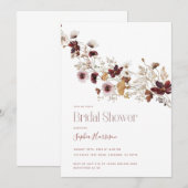 Burgundy Wildflower Bridal Shower Invitation Kaart (Voorkant / Achterkant)