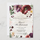 Burgundy Wildflower Bridesmaids Luncheon Invite (Voorkant)