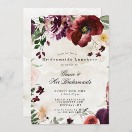 Burgundy Wildflower Bridesmaids Luncheon Invite