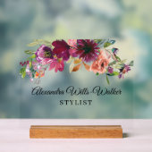 Burgundy Wildflower Floral  Acryl Bord (Neutraal)