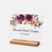 Burgundy Wildflower Floral  Acryl Bord (Hoek)