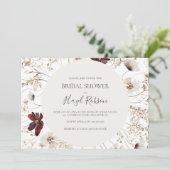 Burgundy Wildflower | Horizontaal Vrijgezellenfees Kaart (Staand voorkant)