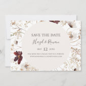 Burgundy Wildflower Horizontale Bewaar de datum Save The Date (Voorkant)