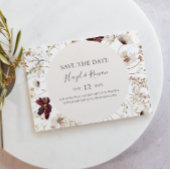 Burgundy Wildflower Horizontale Bewaar de datum Save The Date